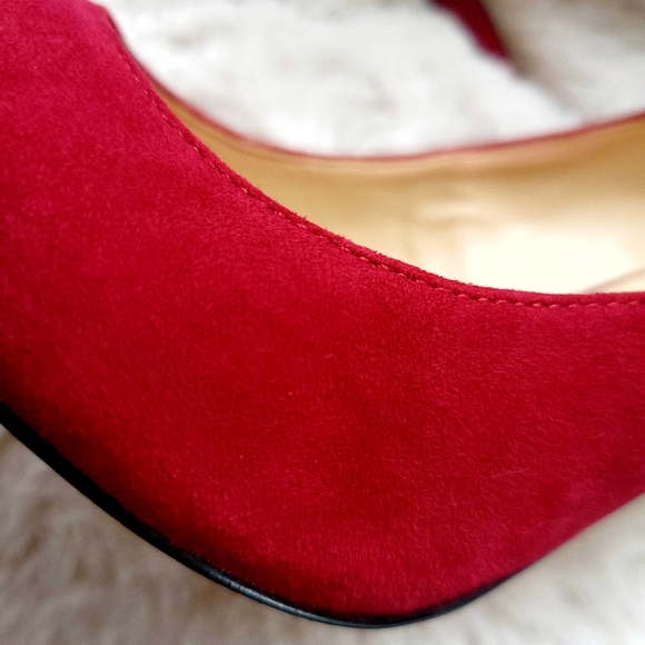 Sam Edelman Hazel Deep Red Magenta Suede Leather Pumps - Picture 9 of 14